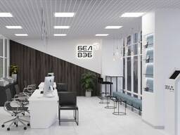 Design for office, bank, restaurant, bar, beauty salon
